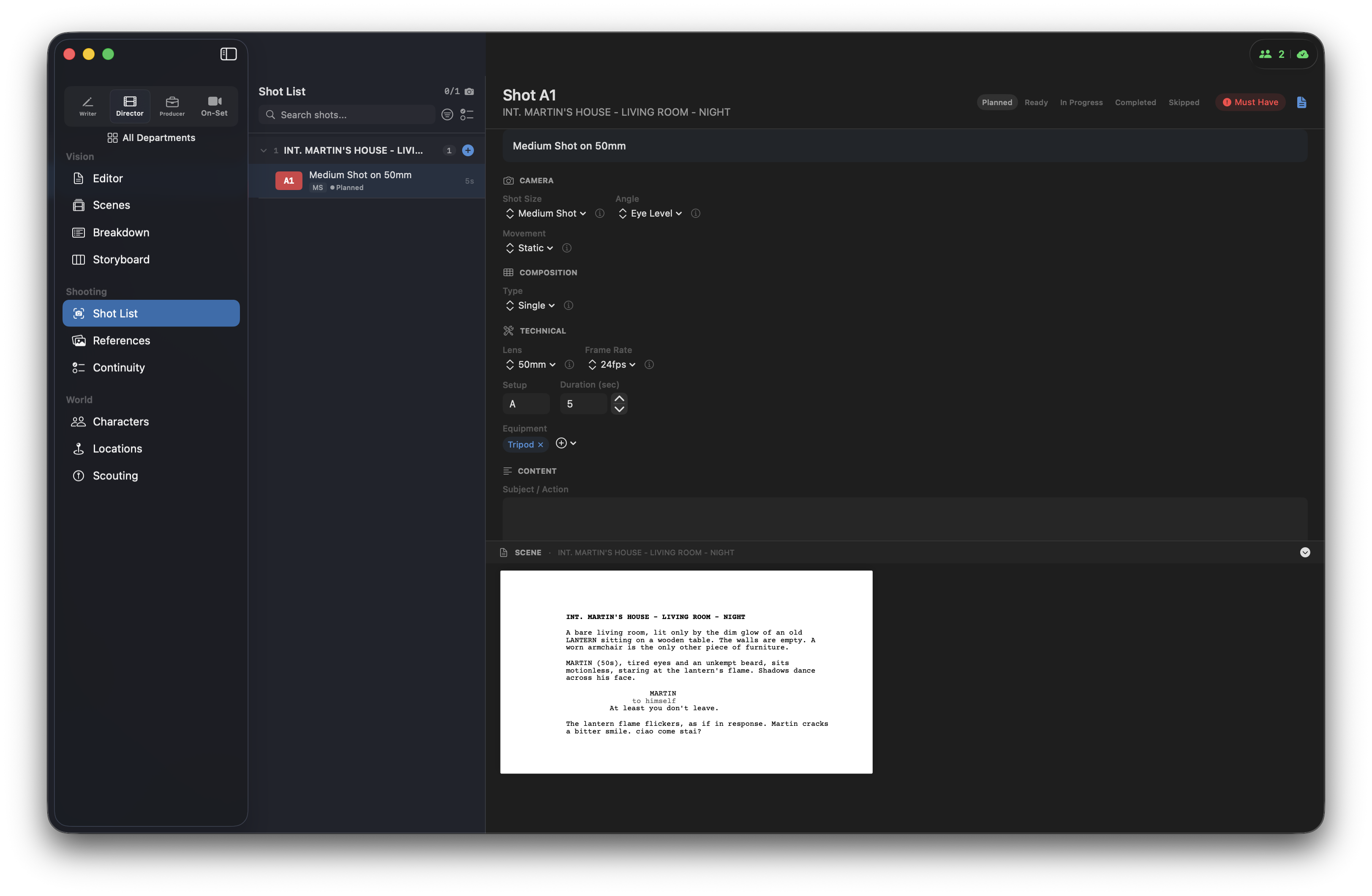 Lucerna · Director mode