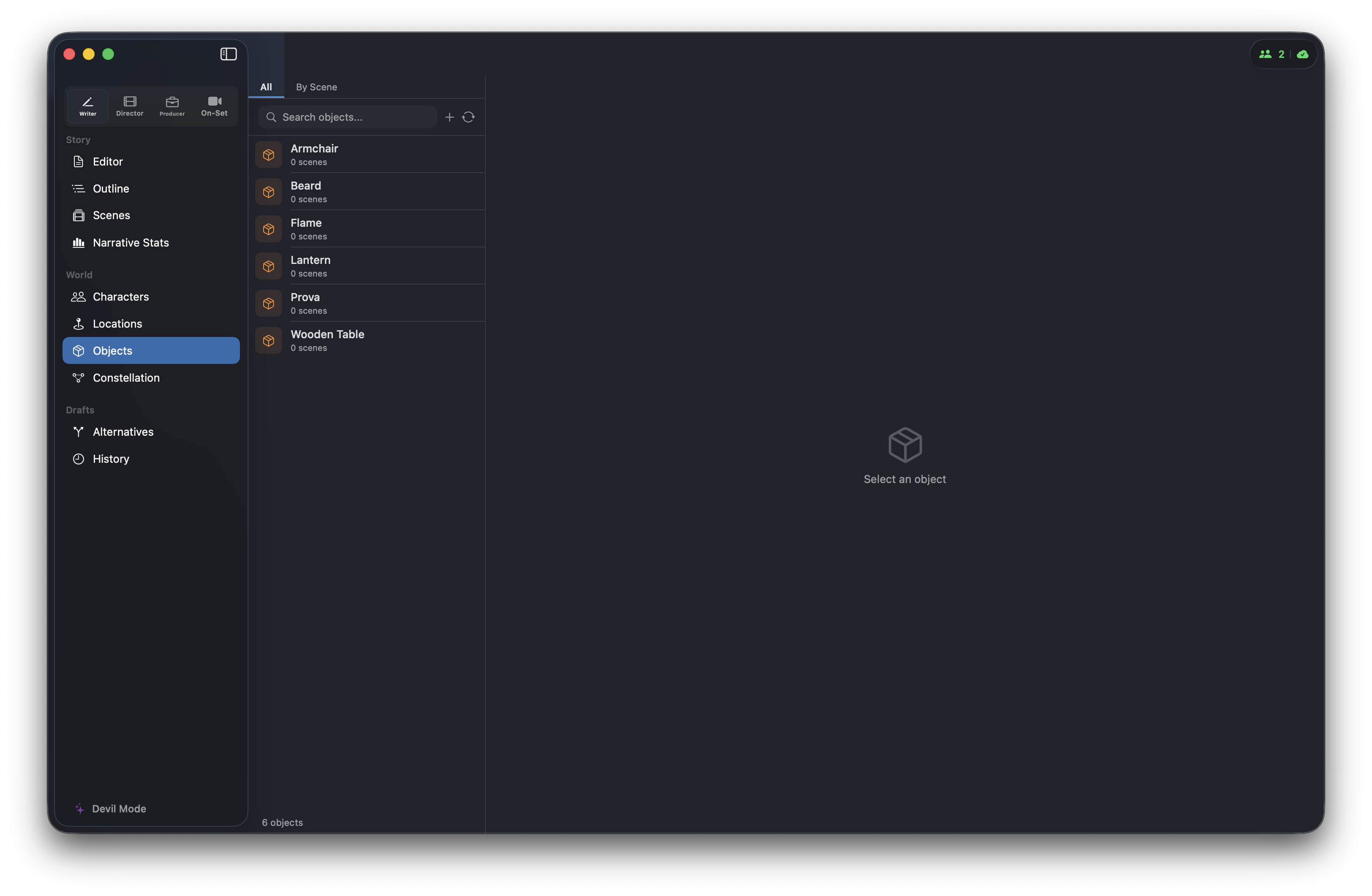 Objects in the world